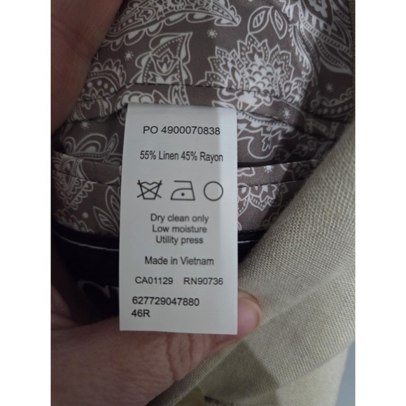 Chaps Linen Blazer Sportcoat Tan, 46R - Picture 2 of 8